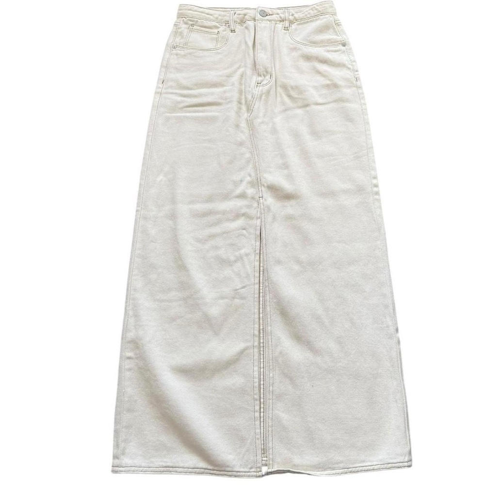 Classic High-Waist Cream Maxi Skirt